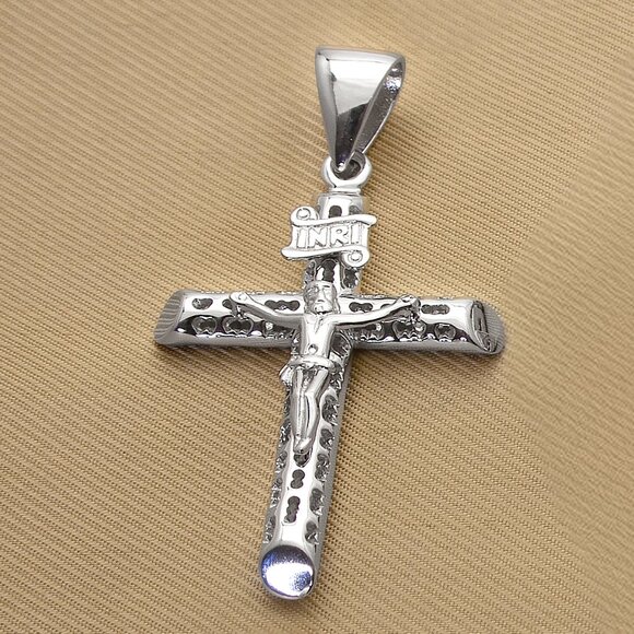 Sterling Silver Mariner Chain w Crucifix Pendant 20", 4.6 mm | 925 Silver Cross - Picture 3 of 7